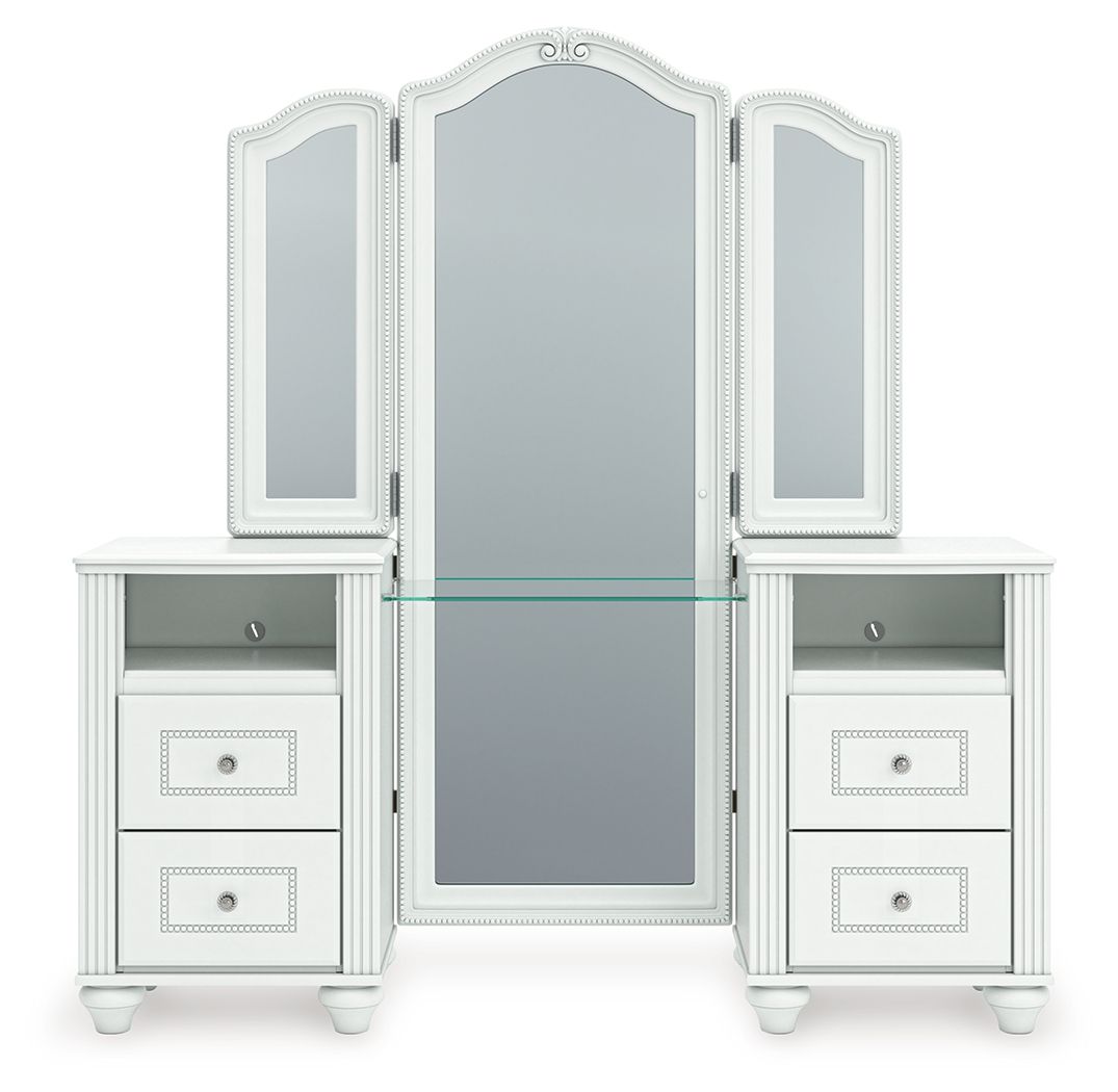 Kozlani - 3 Pc. - Vanity, Mirror And Stool - White