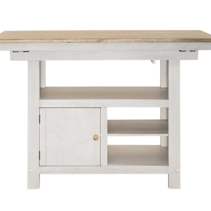 Lindsey Farm - Kitchen Island Base - Weathered White & Sandstone