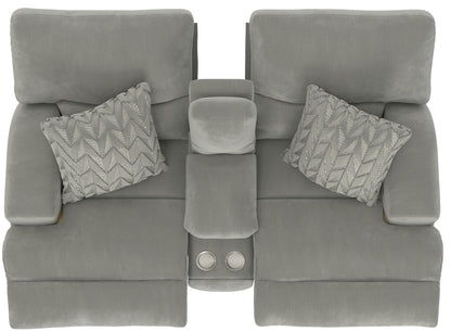 Renaldo - Power Console Loveseat With Zero Gravity Recline - Stone