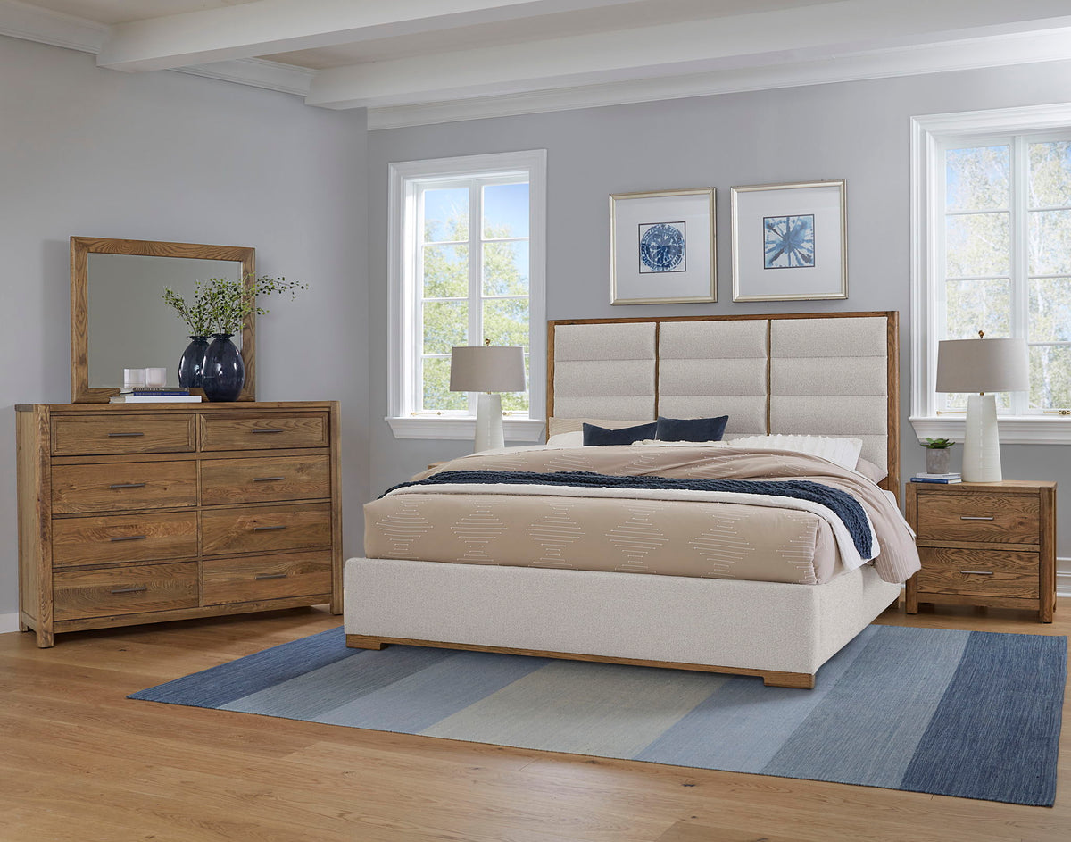 Crafted Oak - Upholstered Bed (Headboard, Footboard With Rails)