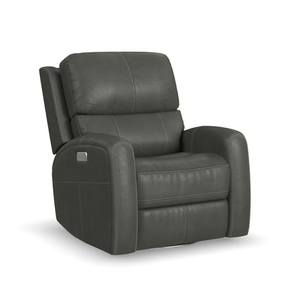 Linden - Power Swivel Gliding Recliner With Power Headrest, Lumbar, Heat & Massage