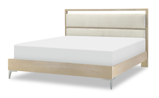 Biscayne - Upholstered Panel Headboard Queen - Malabar With Alabaster Fronts