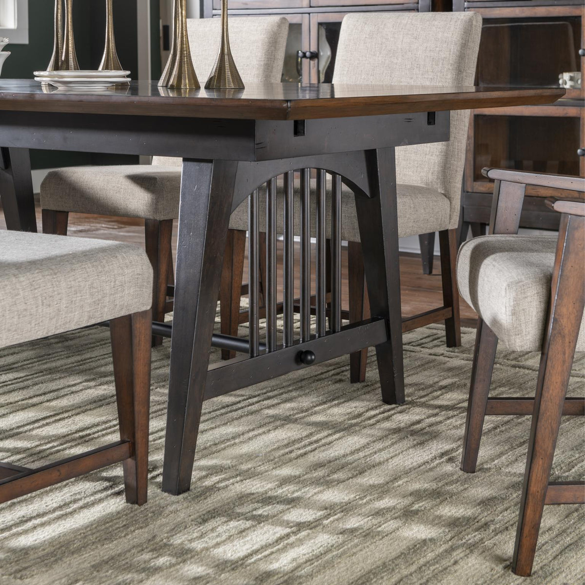Fenmore - Trestle Dining Table - Mocha And Distressed Cherry
