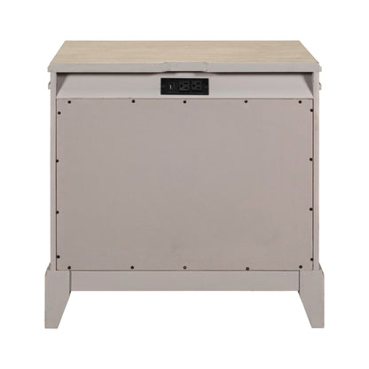 New Haven - Nightstand With Charging Station - Sanctuary White