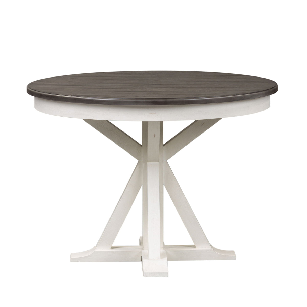 Allyson Park - Single Pedestal Table Top - Wirebrushed White / Charcoal