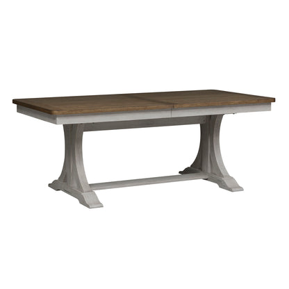 Farmhouse Reimagined - Trestle Table Base - Antique White / Chestnut Tops