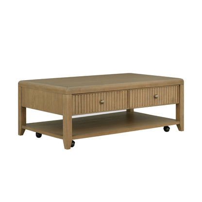 Reed - Rectangular Coffee Table With Casters - Driftwood Oak