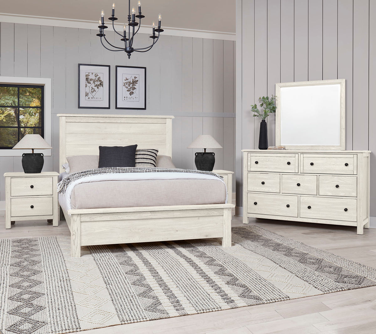 Custom Express - Queen Farmhouse Bed Headboard - Weathered White