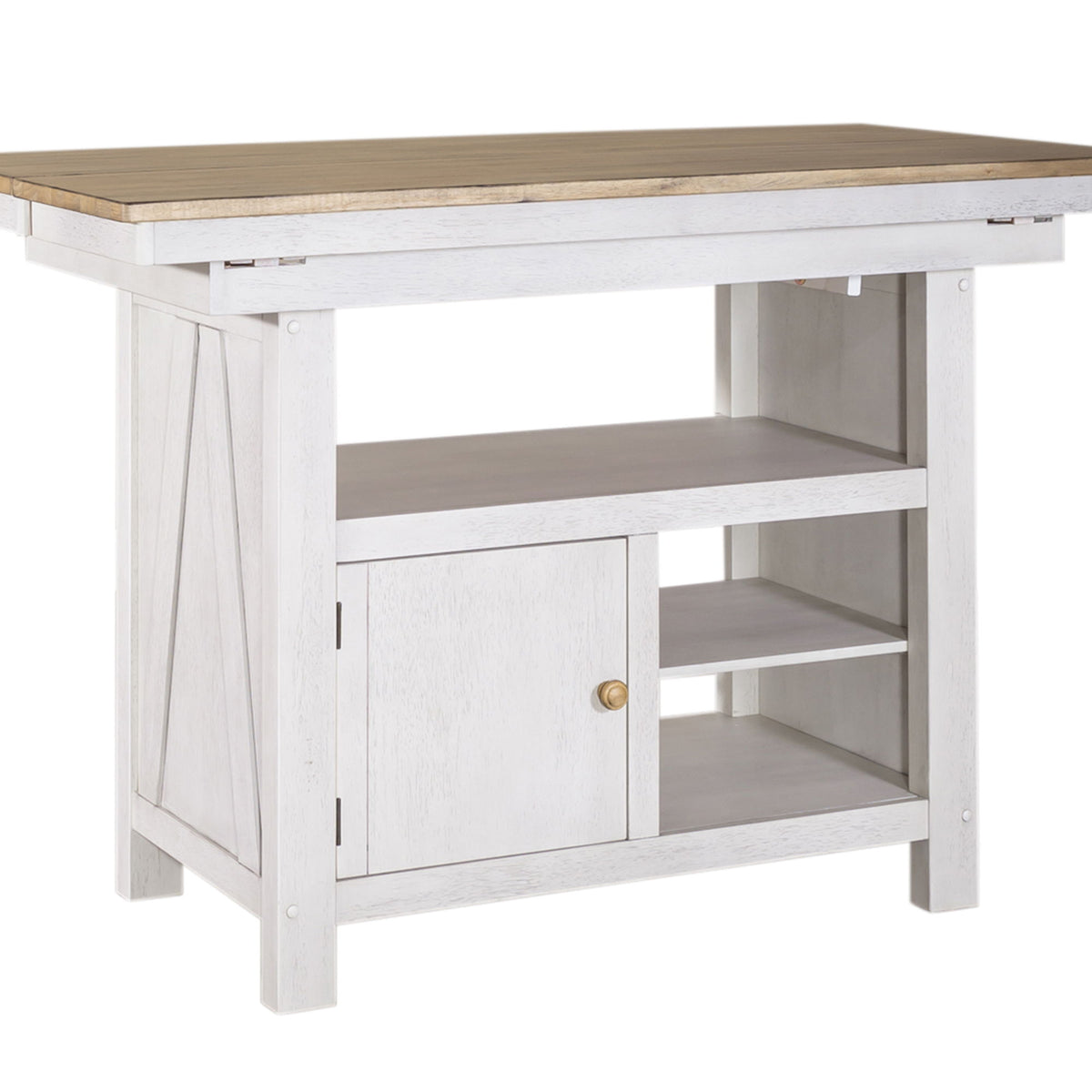 Lindsey Farm - Kitchen Island Base - Weathered White & Sandstone