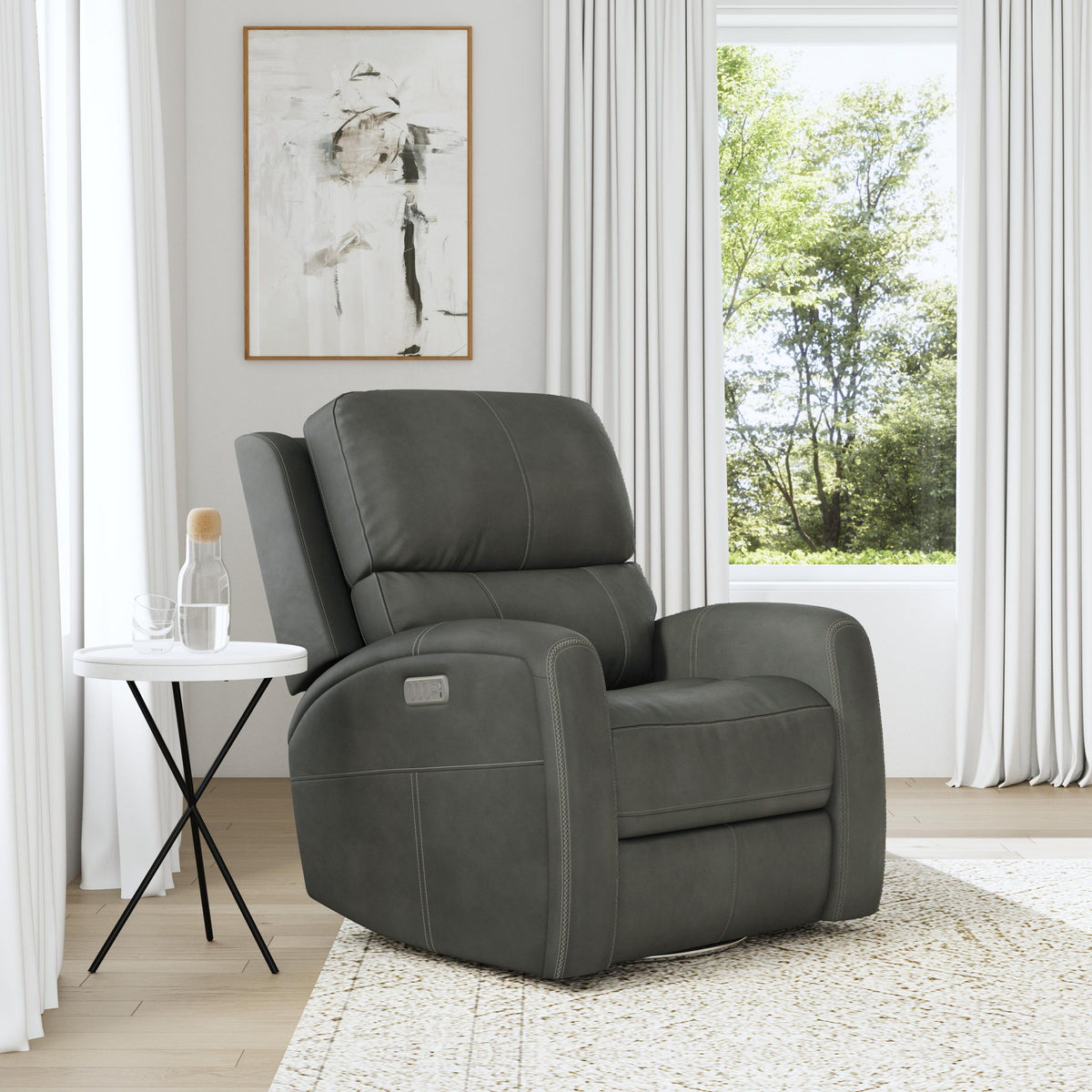 Linden - Power Swivel Gliding Recliner With Power Headrest, Lumbar, Heat & Massage