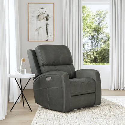 Linden - Power Swivel Gliding Recliner With Power Headrest, Lumbar, Heat & Massage