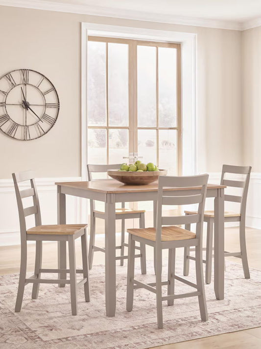 Harperfeld - Dining Room Counter Table Set (Set of 5) - Natural / Gray