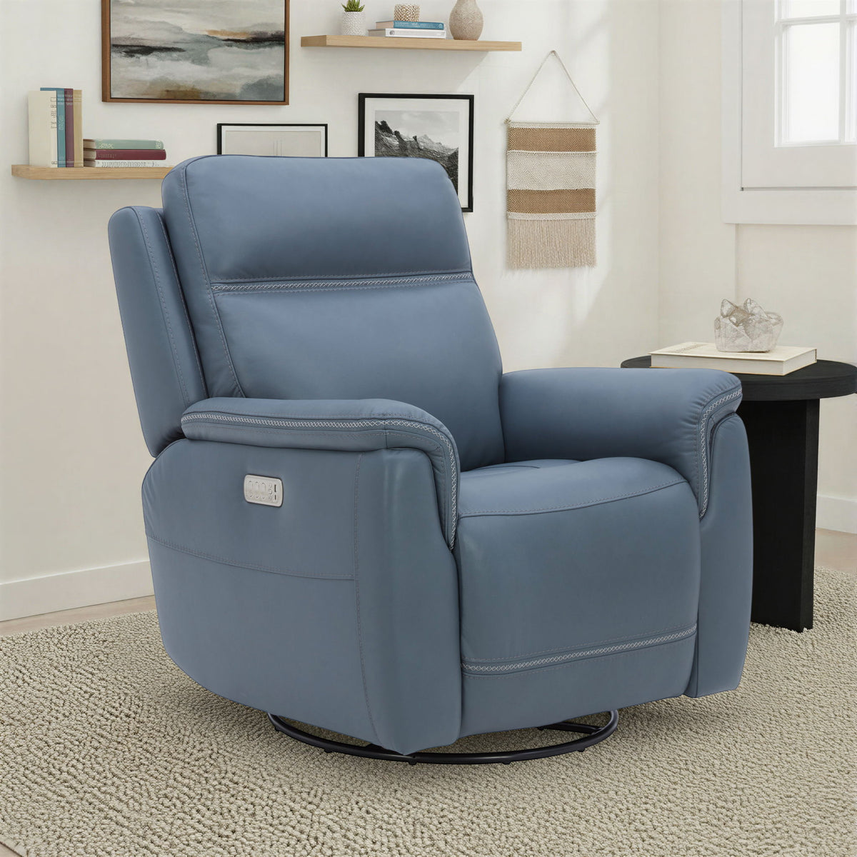 Sawyer - Swivel Glider With Power Headrest, Lumbar, Heat & Massage