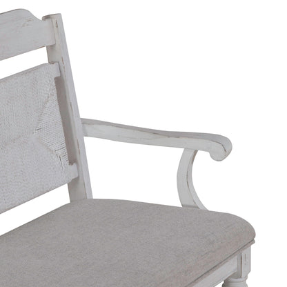 River Place - Panel Back Bench - Riverstone White & Tobacco