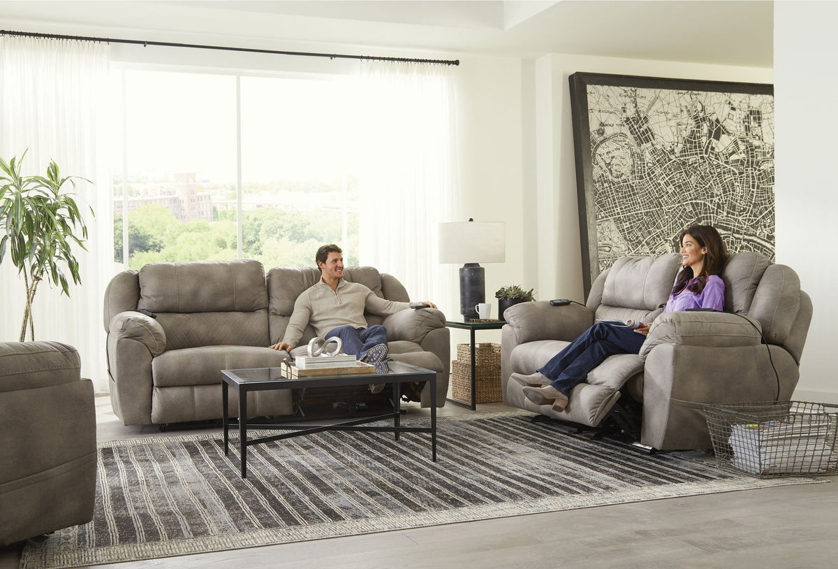 Flynn - Power Lay Flat Reclining Sofa Power Adjustable Headrest & Lumbar And Dual Heat & Massage - Fig