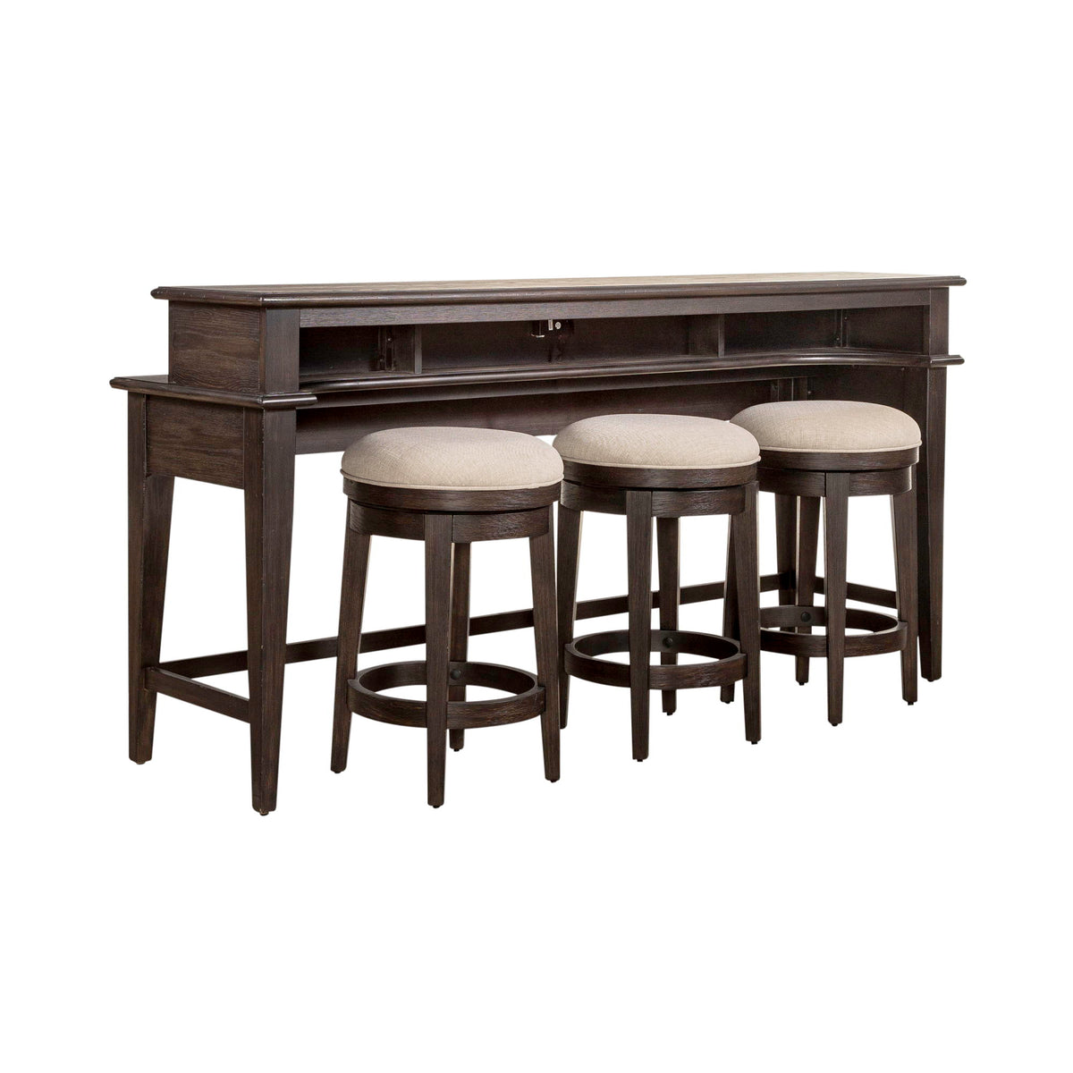 Mill Creek - 4 Piece Console Set (Bar Console & 3 Stools) - Peppercorn