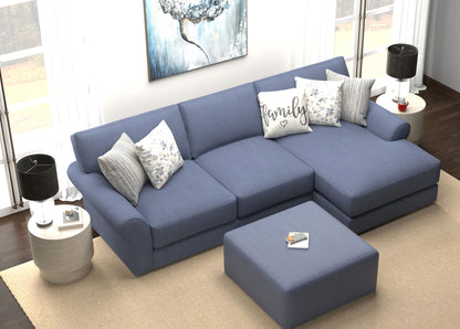 Cape May - Sofa Chaise With Comfort Coil Seating, 41" Cocktail Ottoman And 5 Accent Pillows Included
