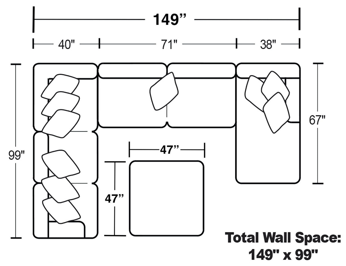 Crawford - Sectional With Cocktail Ottoman