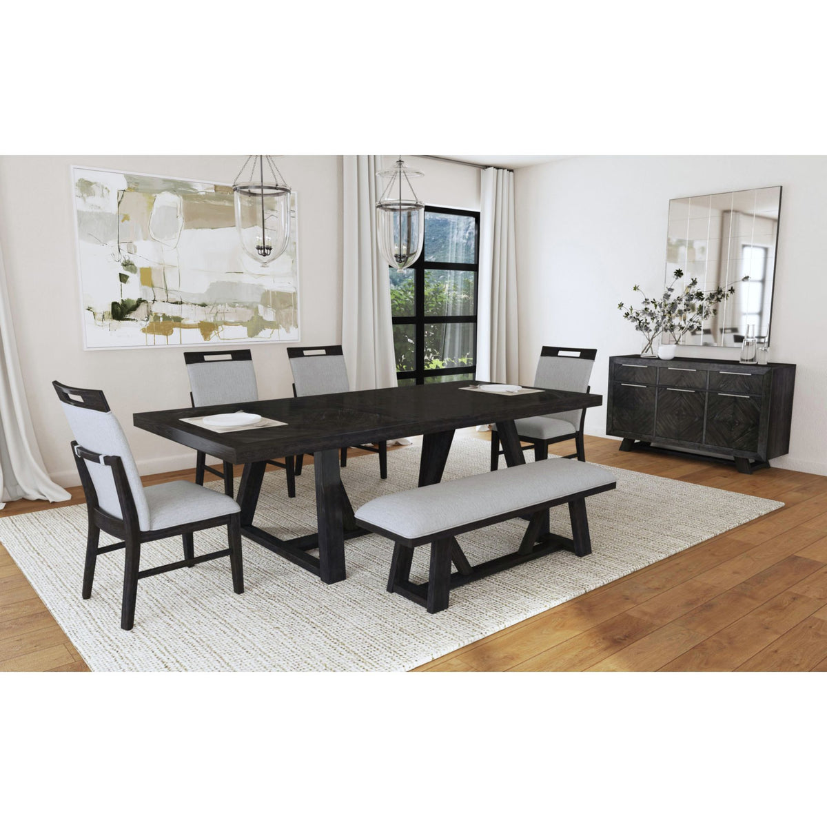 Transcend - Dining Bench - Charcoal / Light Gray