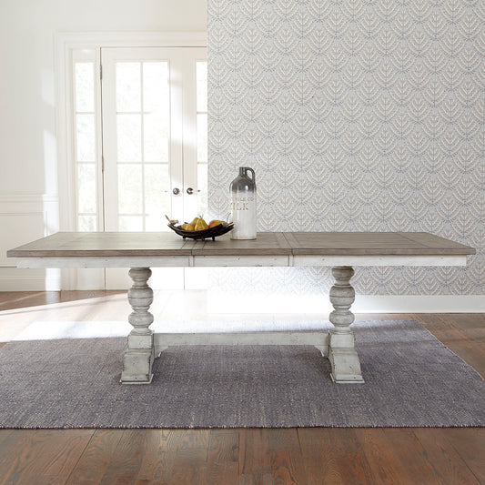 Whitney - Trestle Table Top - Antique Linen / Weathered Gray