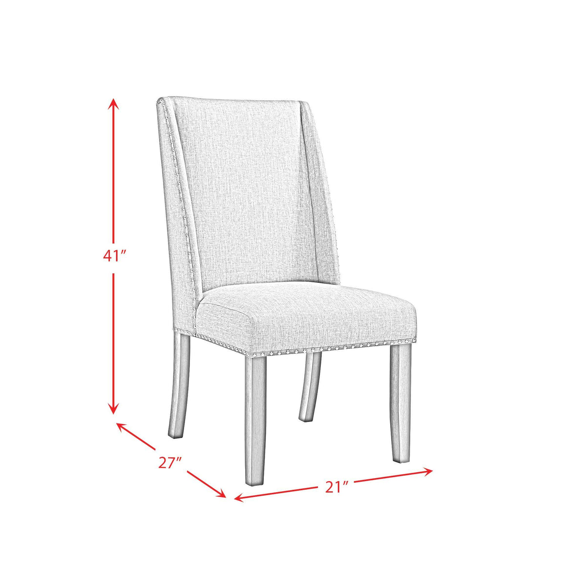 Everdeen - Side Chair With Gray Fabric and Nail Heads (Set of 2) - Charcoal