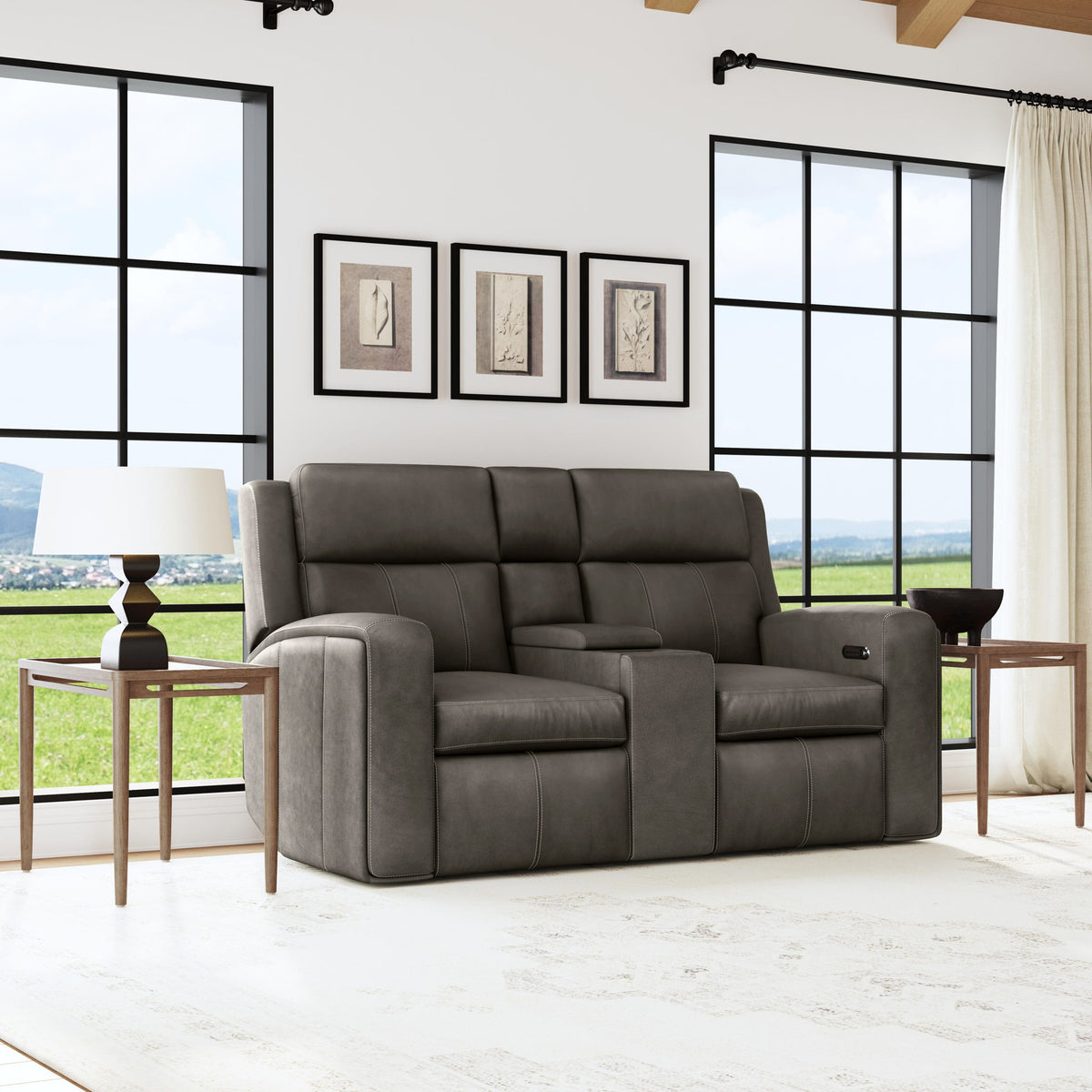 Wyatt - Power Reclining Loveseat With Console & Power Headrests & Lumbar