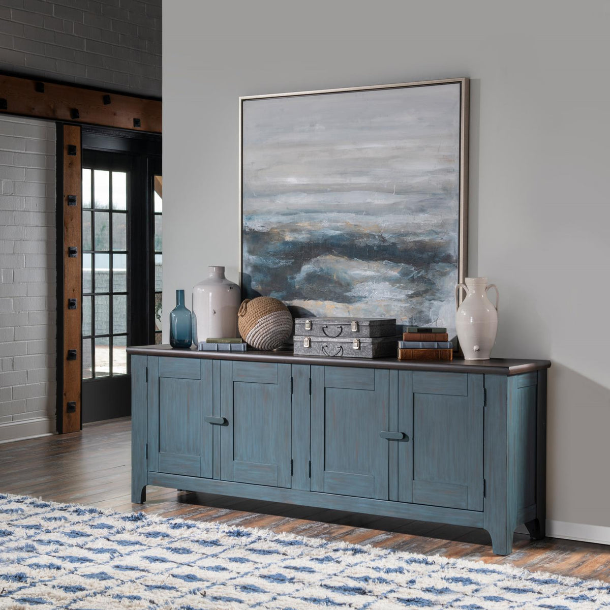 Lake House - Door Console - Sea Glass And Dried Tobacco
