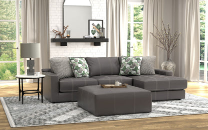 Minori - Italian Leather Sofa / Chaise And Cocktail Ottoman