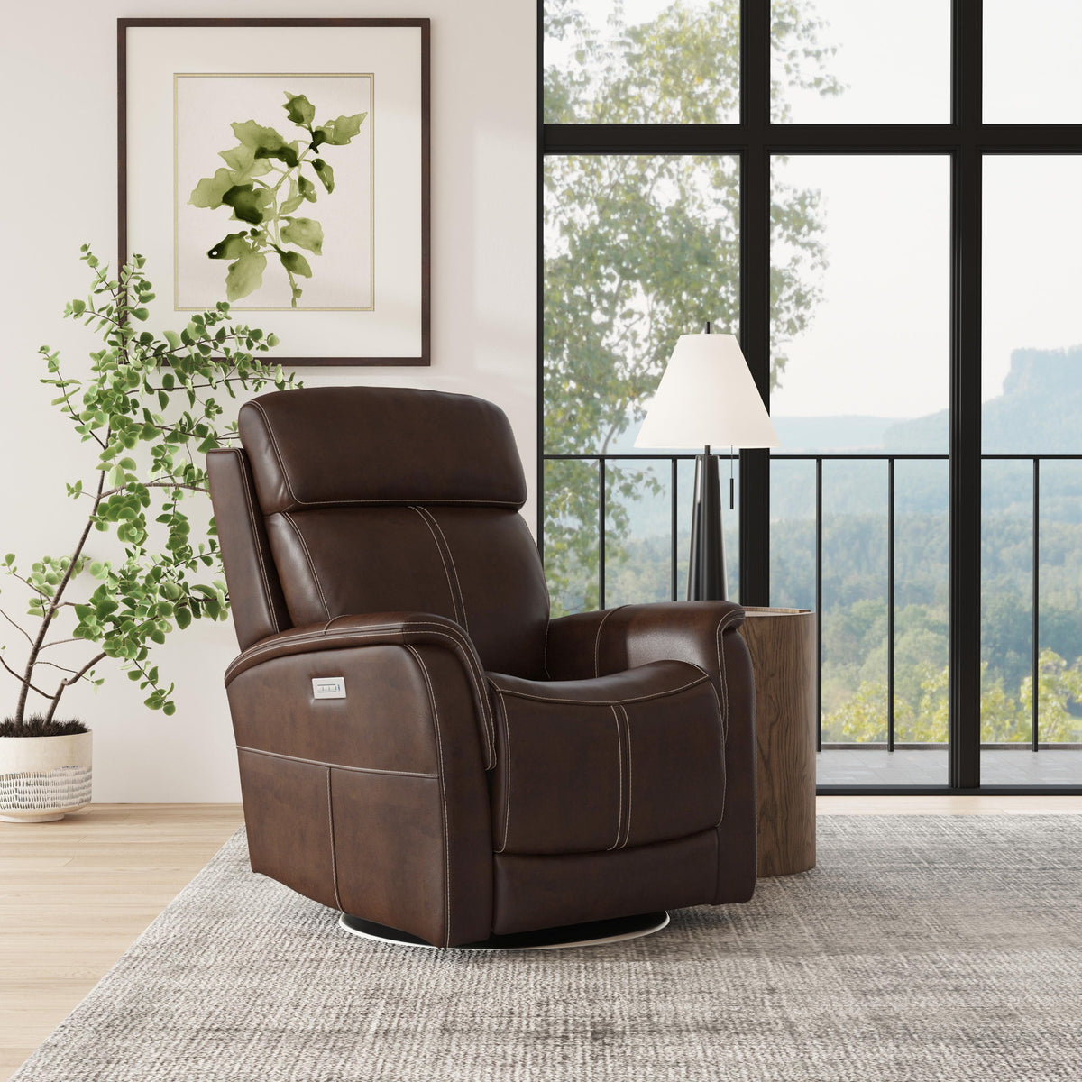 View - Power Swivel Recliner With Power Headrest