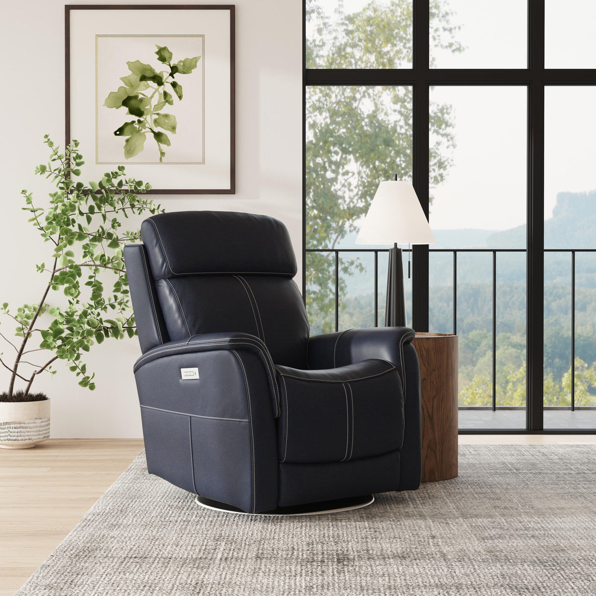 View - Power Swivel Recliner With Power Headrest