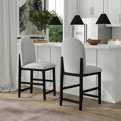 Portland - Round Back Barstool With Fabric (Set of 2) - Gray / Black