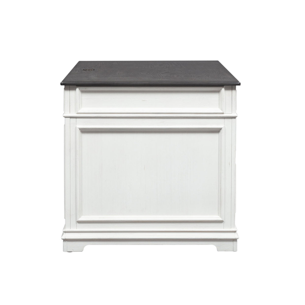 Allyson Park - Jr Executive Desk Base - Wirebrushed White / Charcoal