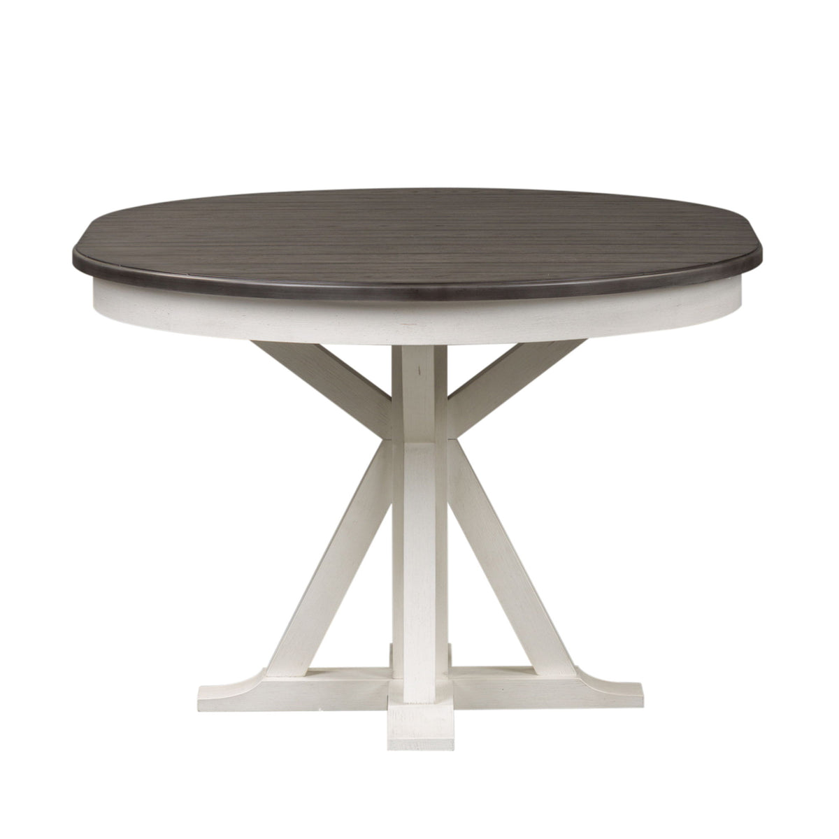 Allyson Park - Single Pedestal Table Top - Wirebrushed White / Charcoal