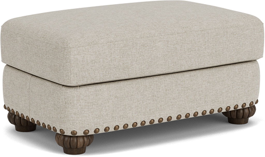 Patterson - Fabric Ottoman, Nailhead Trim