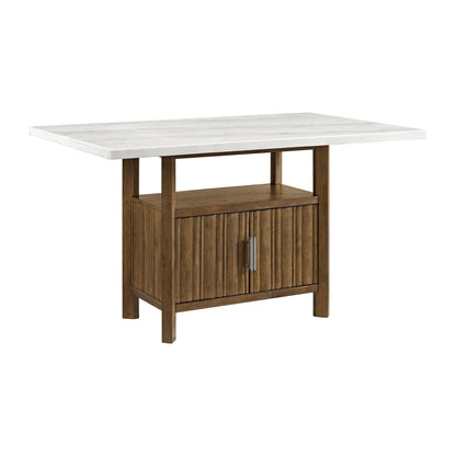 Carmela - Rectangular Counter Table With Marble Top - Brown / White