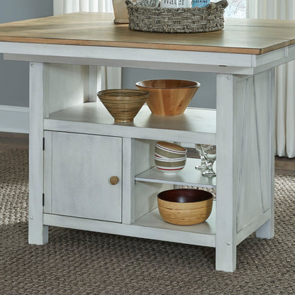 Lindsey Farm - Kitchen Island Base - Weathered White & Sandstone