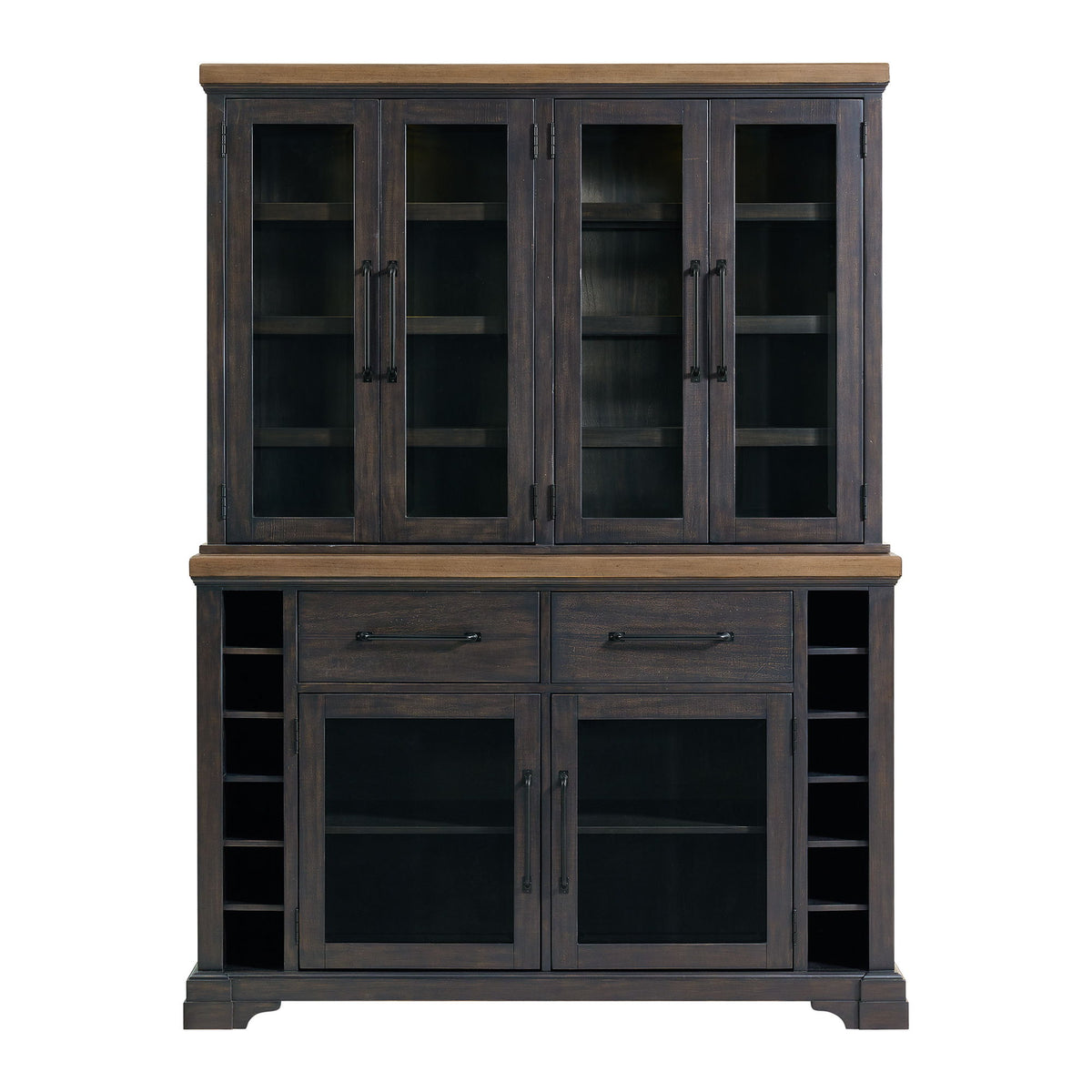 Montrose - Server And Hutch With LED Light - Espresso And Brown
