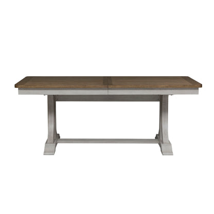 Farmhouse Reimagined - Trestle Table Base - Antique White / Chestnut Tops