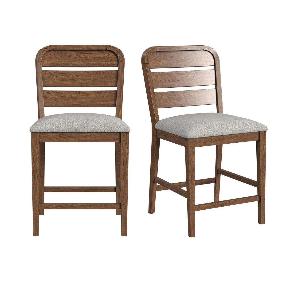 Glinda - Fabric Counter Chair (Set of 2) - Brown / Light Gray