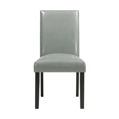 Francesca - Rectangular 5 Piece Gray PU Chairs Dining Set, Table & Four Chairs - Gray Marble