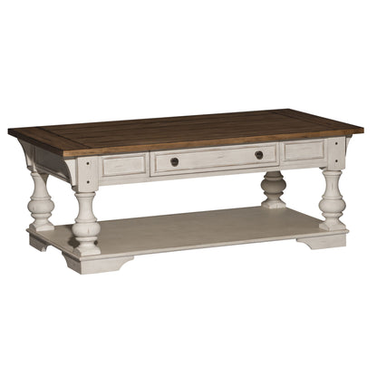 Morgan Creek - Cocktail Table - Antique White / Wirebrushed Tobacco Accents