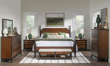 Fenmore - Complete Queen Poster Bed - Mocha And Distressed Cherry