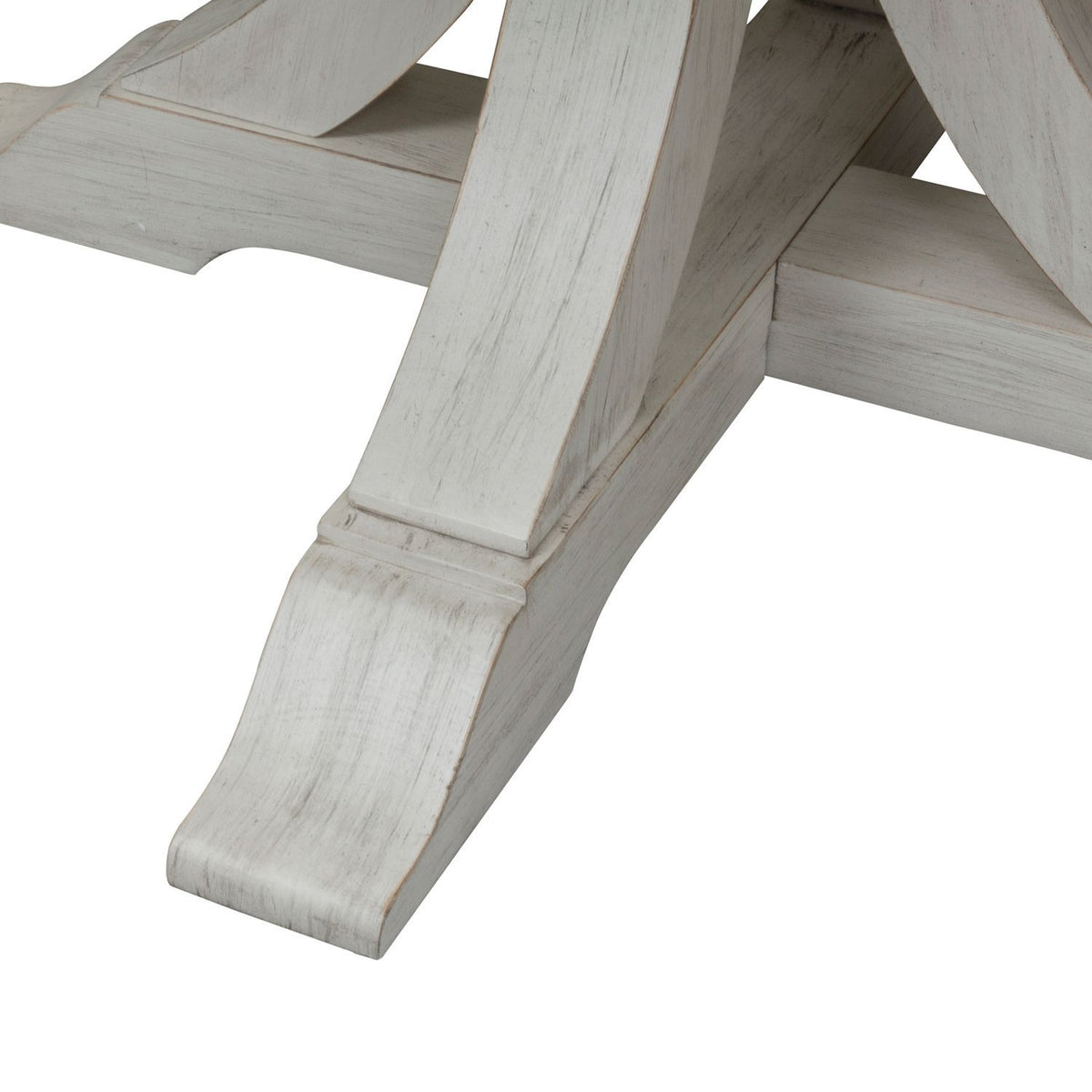 Farmhouse Reimagined - Oval Pedestal Table Base - Antique White / Chestnut Tops