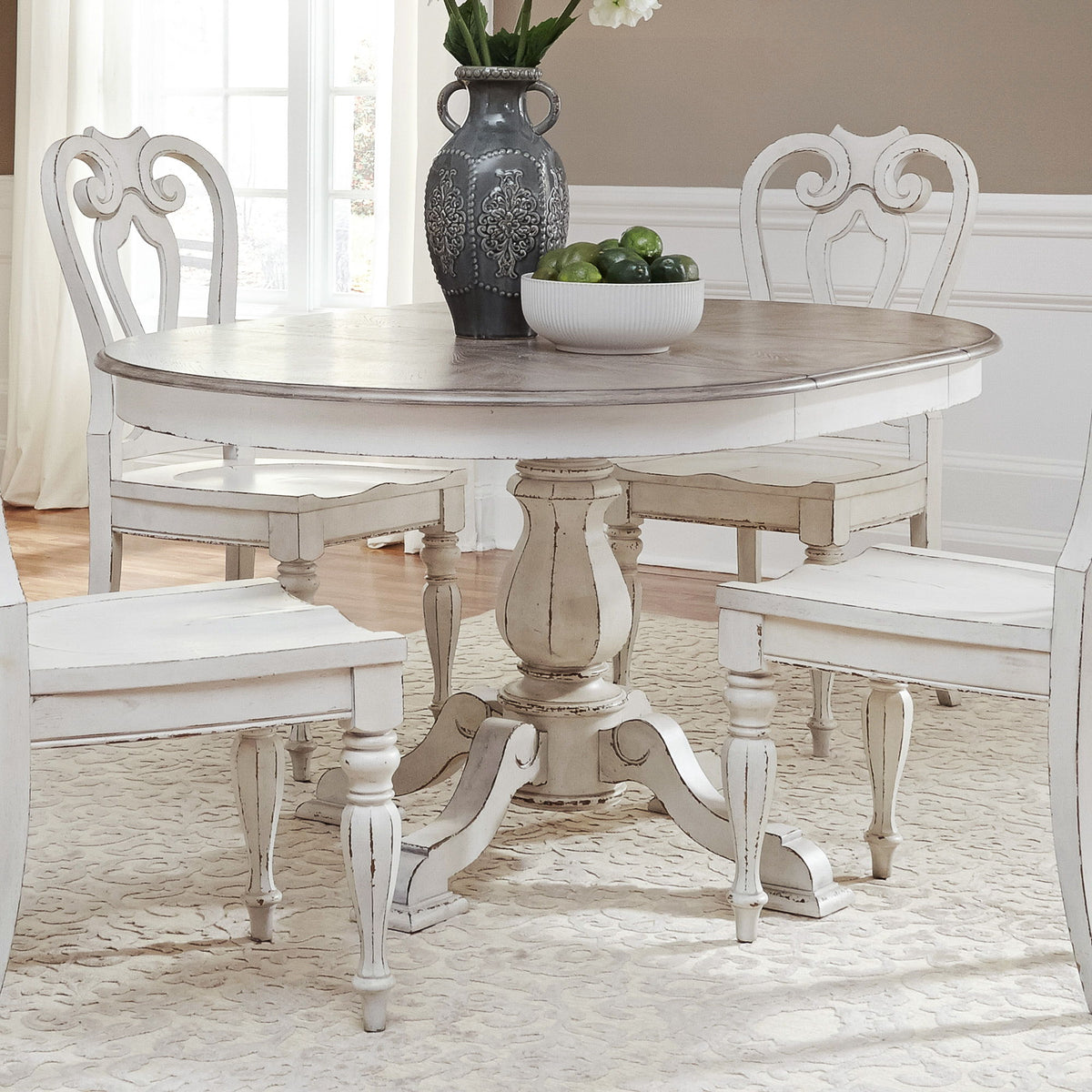 Magnolia Manor - Pedestal Table Base - Antique White