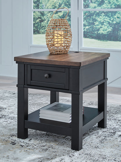 Wildenauer - Rectangular End Table - Brown / Black