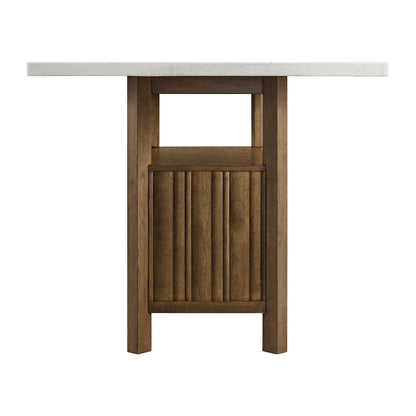 Carmela - Rectangular Counter Table With Marble Top - Brown / White