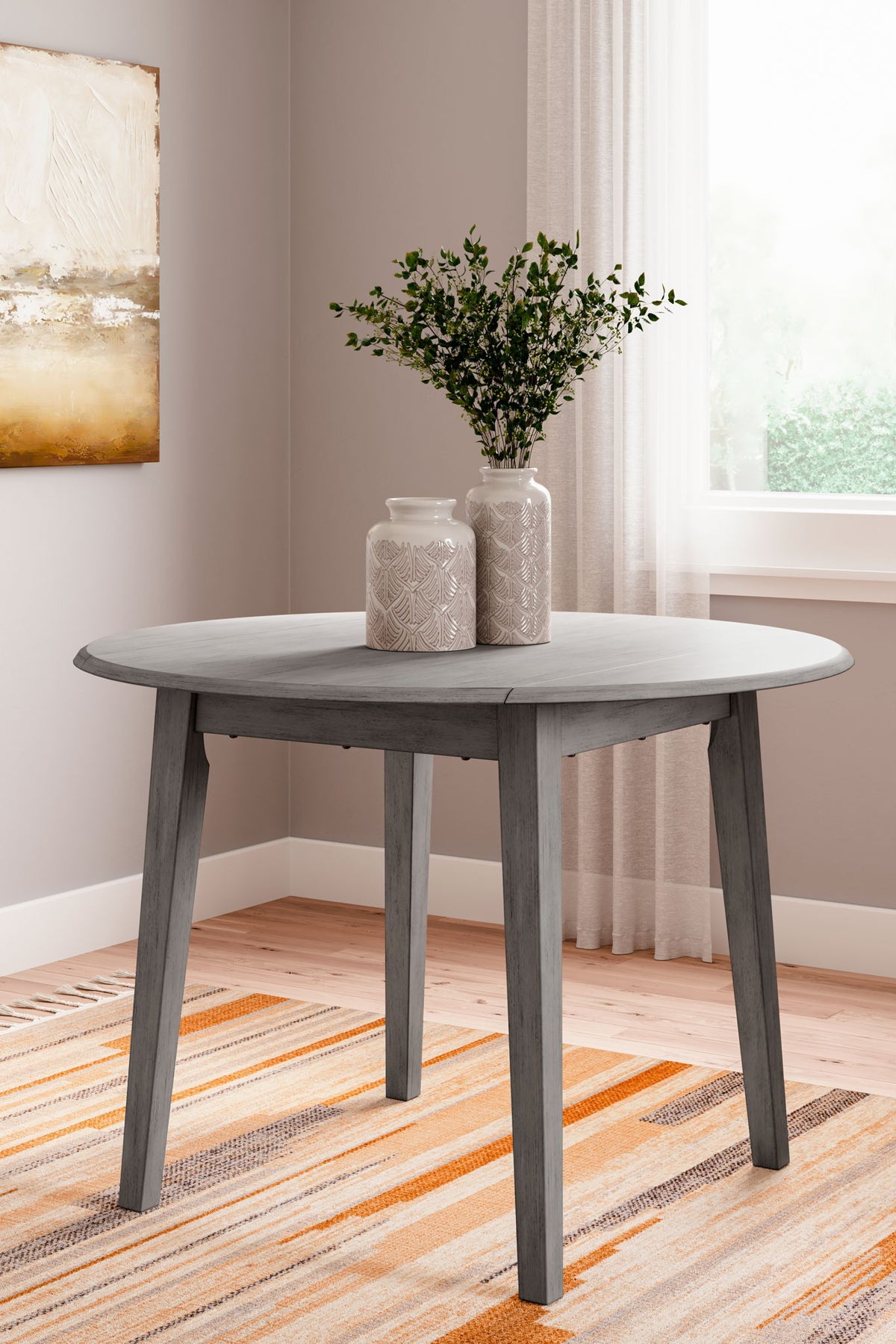 Shullden - 5 Pc. - Drop Leaf Table, 4 Side Chairs - Gray