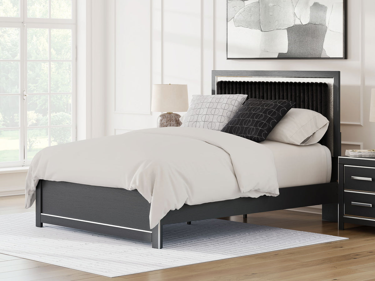 Zuraleus - Upholstered Panel Platform Bed With Roll Slats