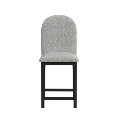 Portland - Round Back Barstool With Fabric (Set of 2) - Gray / Black