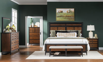 Fenmore - Complete Queen Panel Bed - Mocha And Distressed Cherry